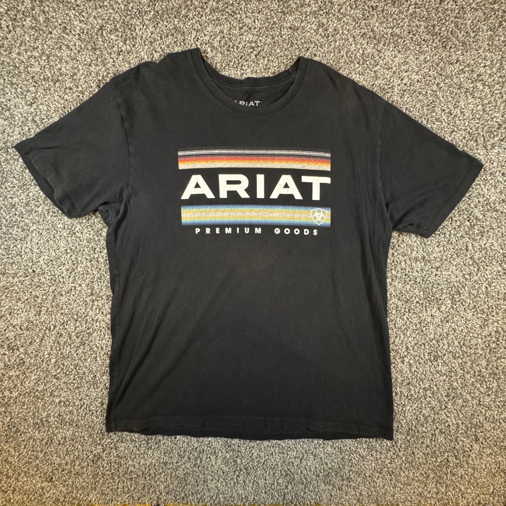 Ariat Graphic T-Shirt Men XL Black Premium Goods Western Logo Cotton Boot
